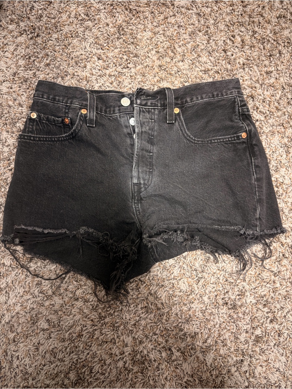 Women’s Black Distressed Denim Shorts